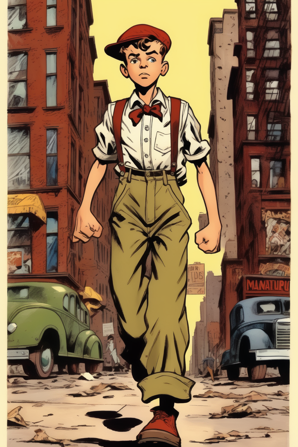 00950-1152463013-_lora_Will Eisner Style_1_Will Eisner Style - 13 year old boy walking around 1930s new york wearing rags. action pose. holding a.png